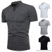 Fashion T Shirt Men Donci Solid Color Casual Party Summer New Tees V Neck Button Basic Short Sleeve Tops Deep Gray B07Q9KC4Q7